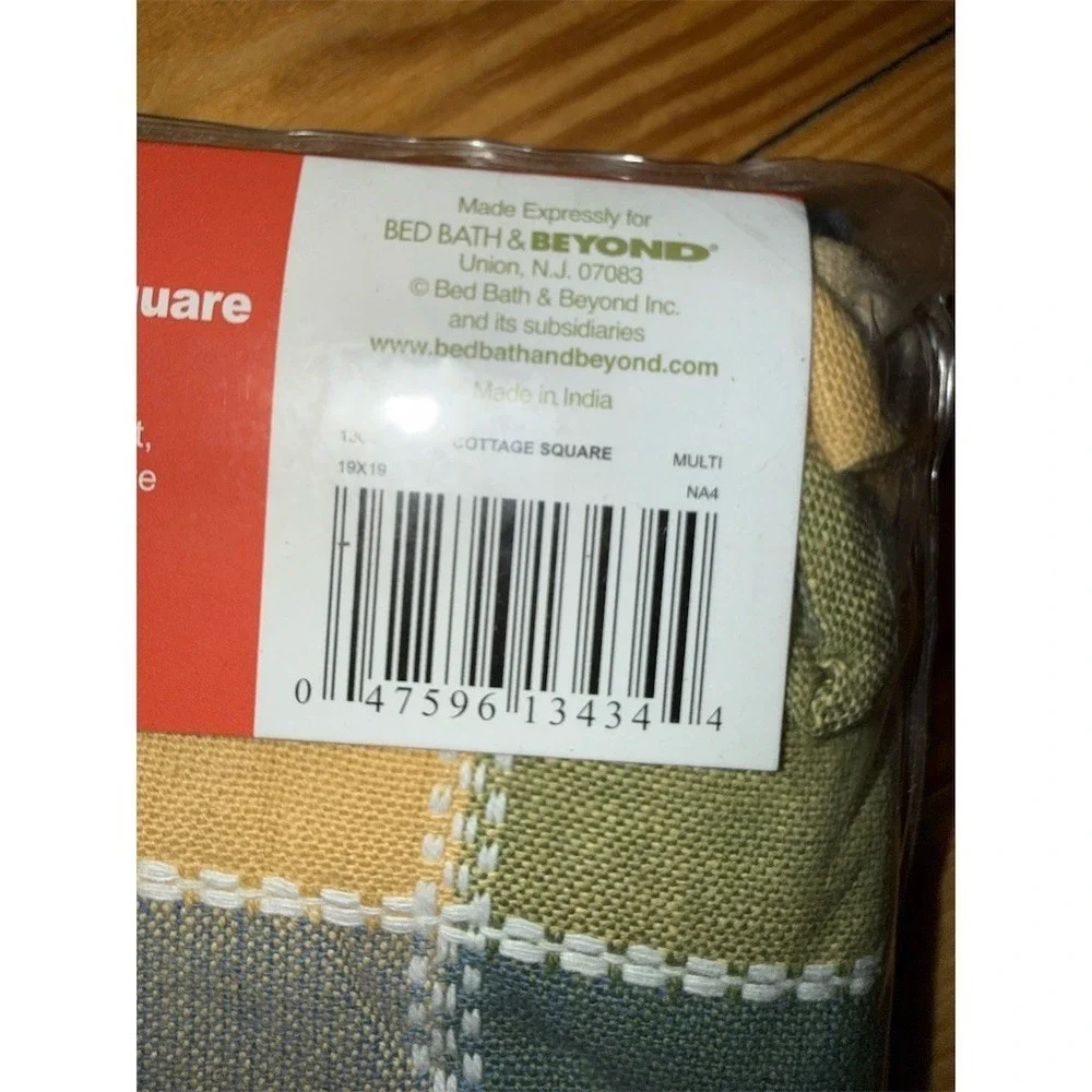 Cottage square Homewear Cloth Napkins Set‎ 4 Multicolor Color Block Plaid 19x19